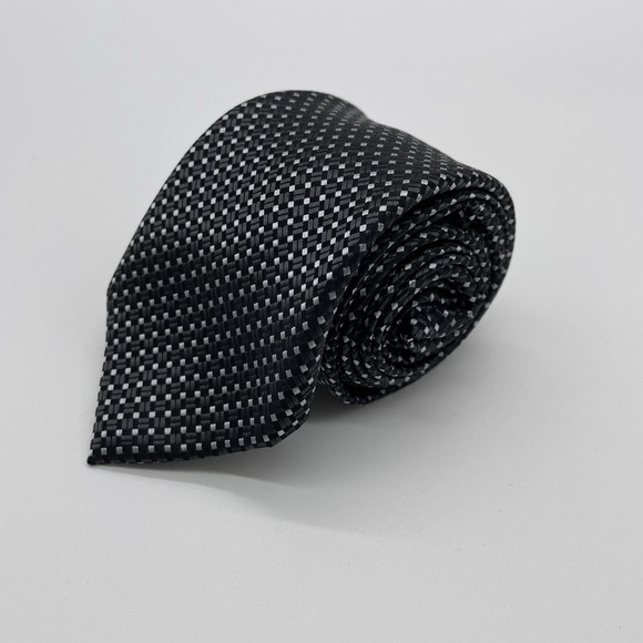 BespokeFit Other - Bespoke‎ Men's 100% Polyester Tie Black Silver Gray White Necktie